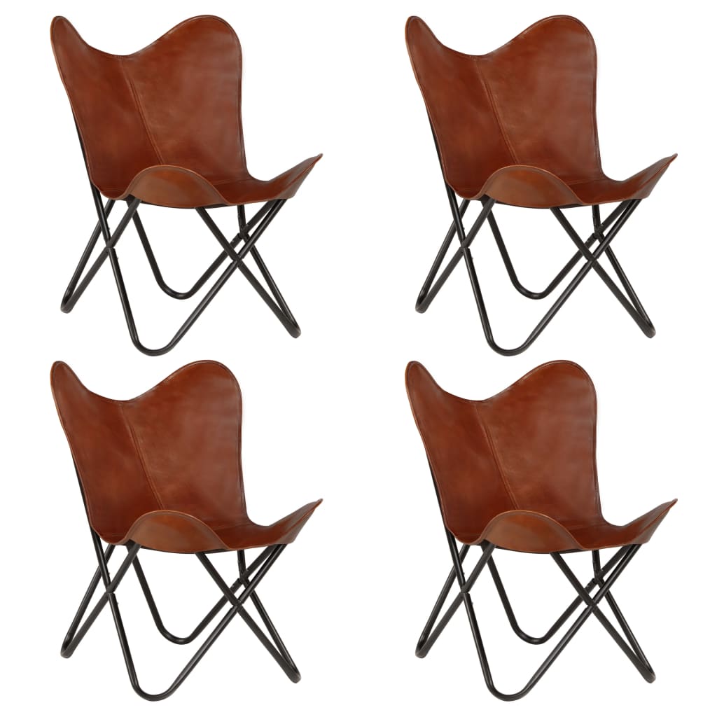 Butterfly Chairs 4 Piece Brown Kids Size Real Leather