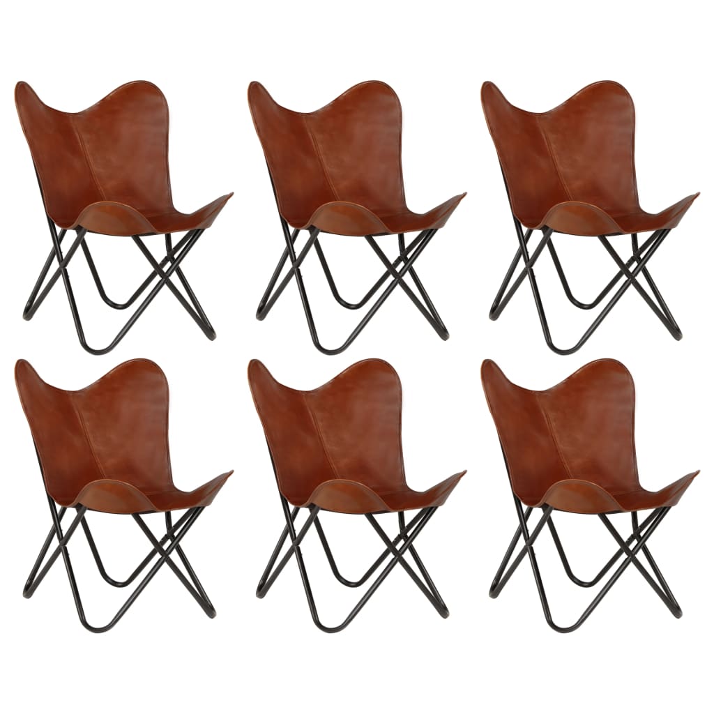 Butterfly Chairs 6 Piece Brown Kids Size Real Leather