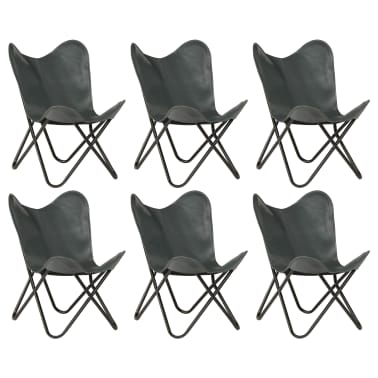 vidaXL Schmetterlingsessel 6 Stk. Grau Kindergröße Echtleder vidaXL Schmetterlingsessel 6 Stk. Grau Kindergröße Echtleder