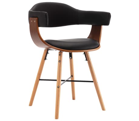 vidaXL Krzesła stołowe, 4 szt., czarne, sztuczna sk&oacute;ra i gięte drewno