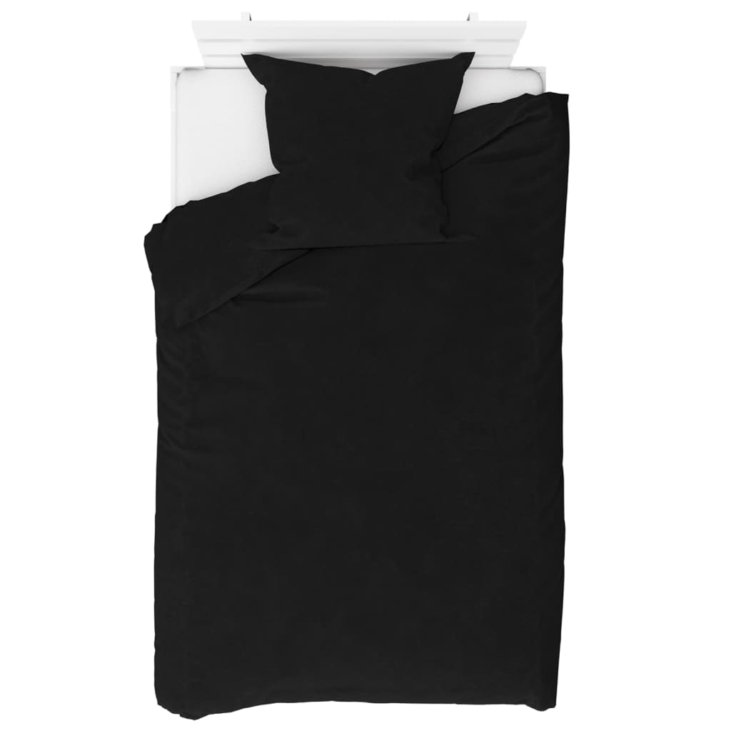 vidaXL Set lenjerie pat, 4 piese, negru, 135x200/80x80 cm, fleece