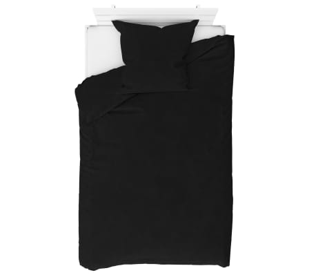 vidaXL Set lenjerie pat, 4 piese, negru, 135x200/80x80 cm, fleece