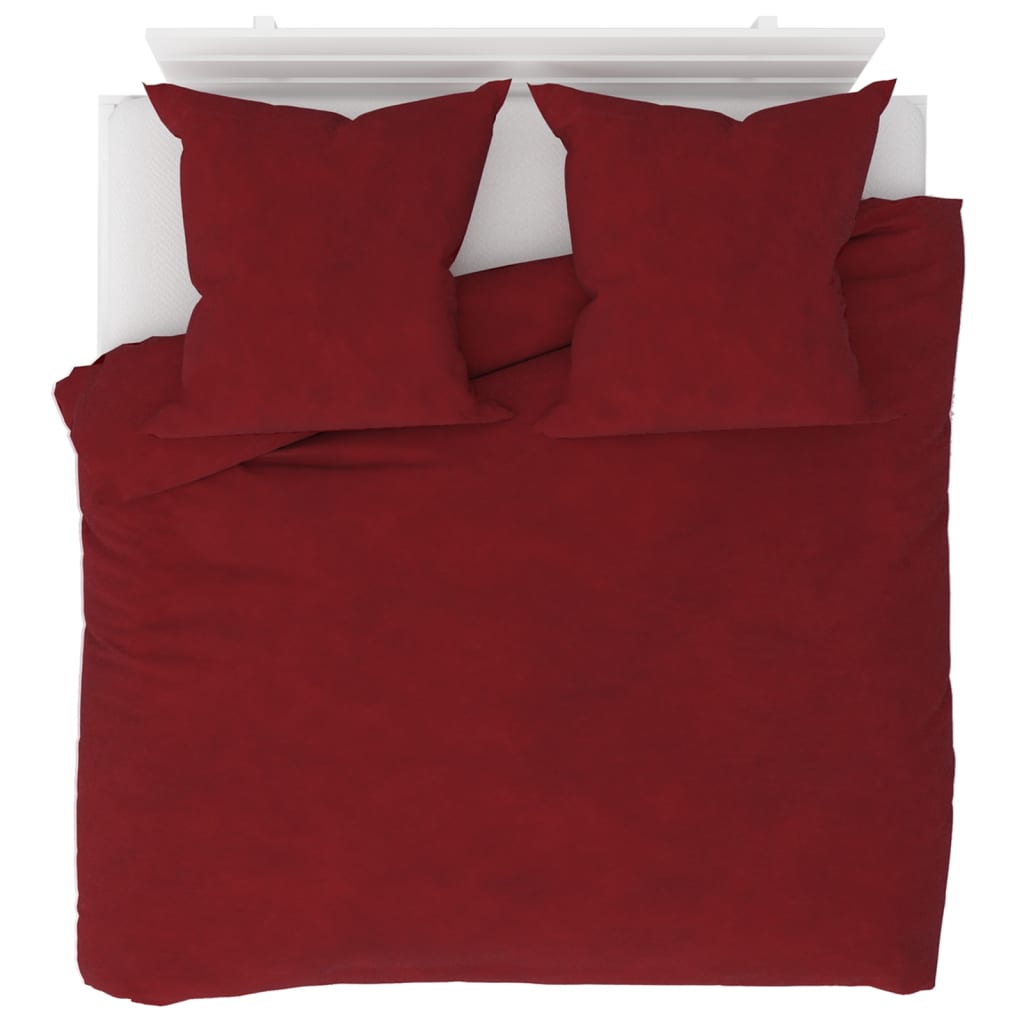 vidaXL Jeu de literie 5 pcs Molleton Rouge bordeaux 200x200/80x80 cm