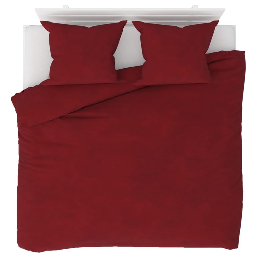 vidaXL Set lenjerie pat, 5 piese, roșu vin, 200x200/60x70, fleece