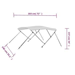 Bimini stříška se 3 oblouky bílá 183 x 140 x 137 cm - obrázek 16