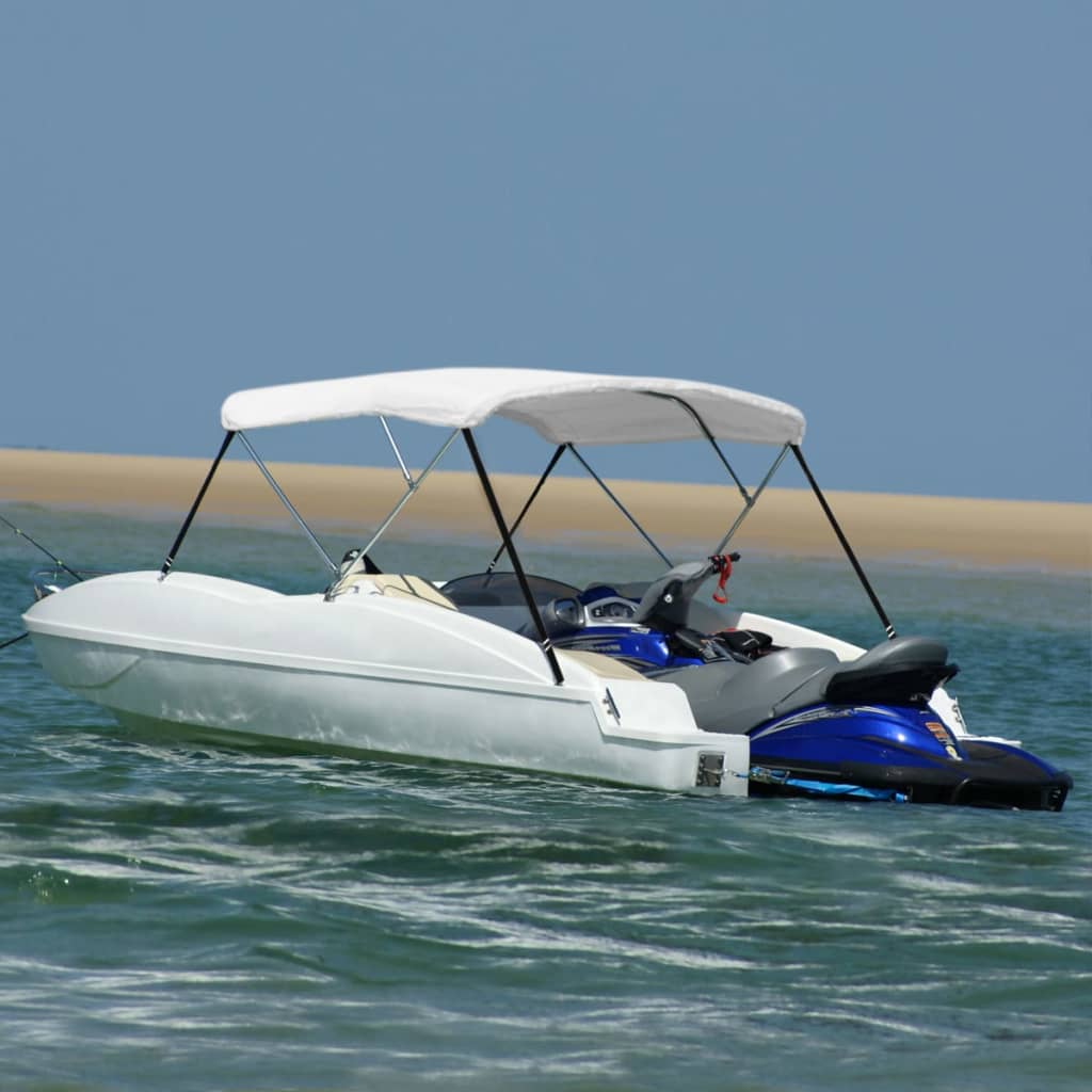 vidaXL Parasolar barcă Bimini cu 3 arcuri, alb, 183x160x137 cm