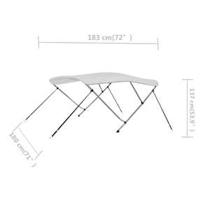 Bimini stříška se 3 oblouky bílá 183 x 180 x 137 cm - obrázek 16