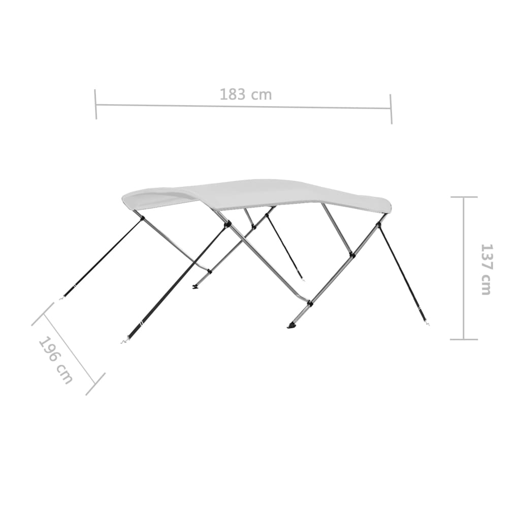 Bimini stříška se 3 oblouky bílá 183 x 196 x 137 cm - obrázek 16