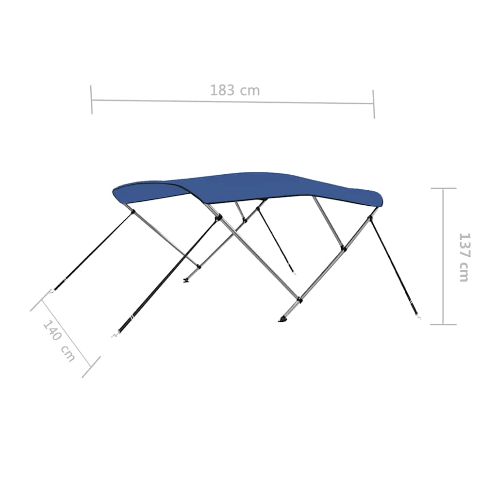Bimini stříška se 3 oblouky modrá 183 x 140 x 137 cm - obrázek 16