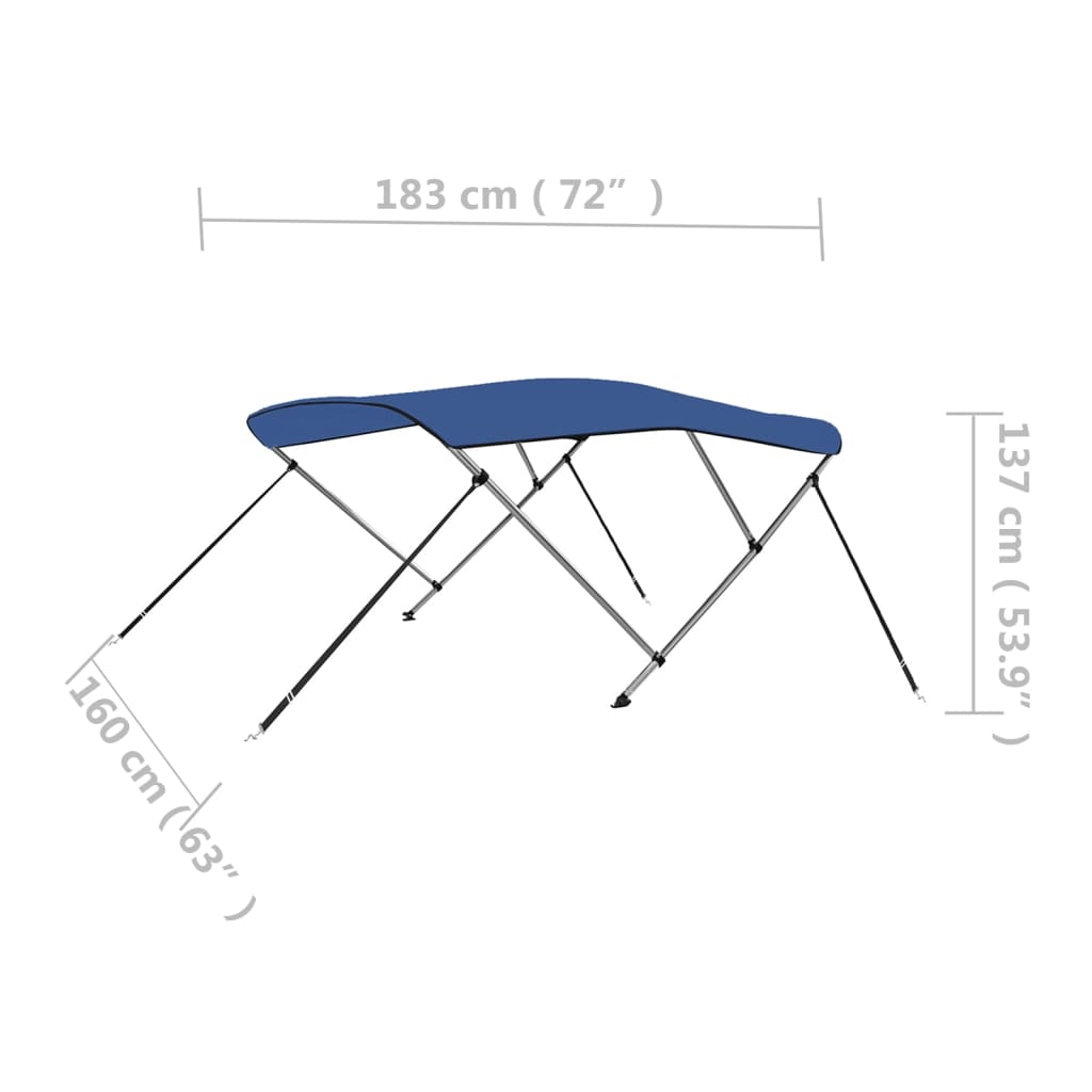 Bimini stříška se 3 oblouky modrá 183 x 160 x 137 cm - obrázek 16