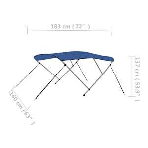 Bimini stříška se 3 oblouky modrá 183 x 160 x 137 cm - obrázek 16