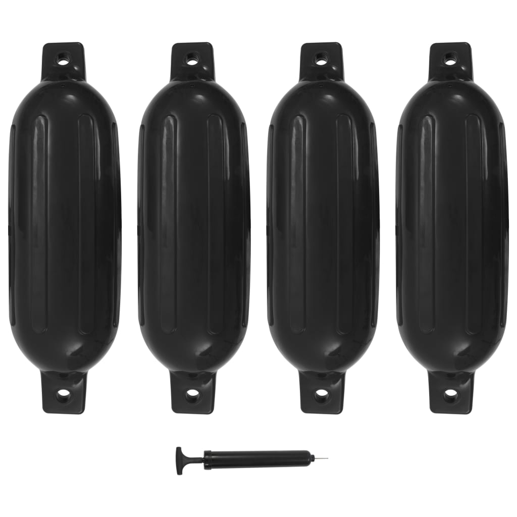 vidaXL Bară de protecție barcă, 4 buc., negru, 58,5x16,5 cm, PVC