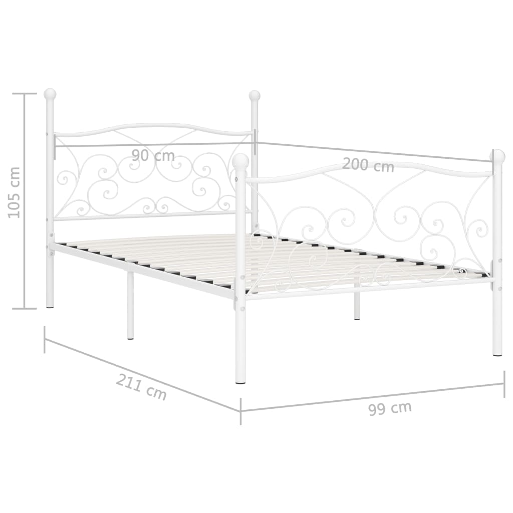 Prečunoliktava - Tev un tavai dzīvei - gultas rāmis ar redeļu pamatni, balts metāls, 90x200 cm