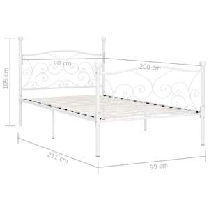 Rám postele s laťkovým roštem bílý kov 90 x 200 cm - obrázek 5