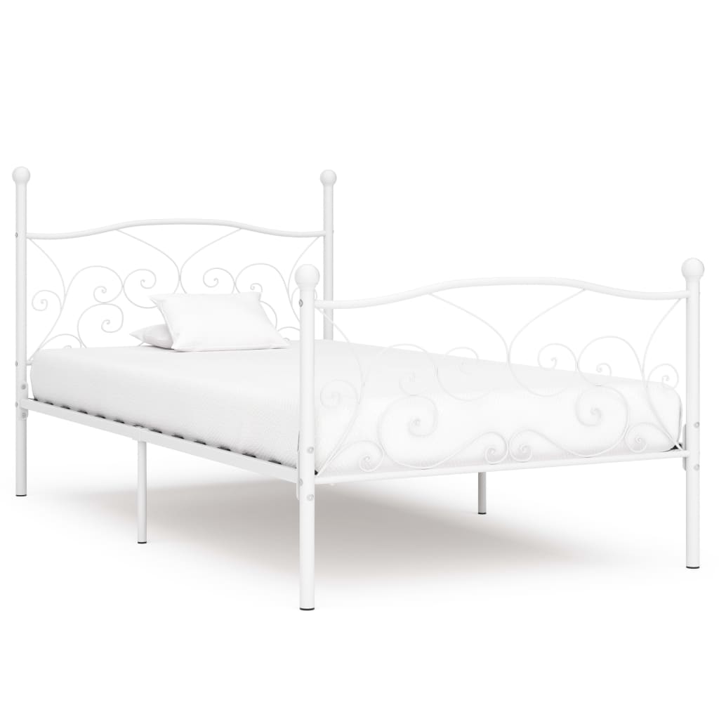 Petrashop  Rám postele s laťkovým roštem bílý kov 100 x 200 cm