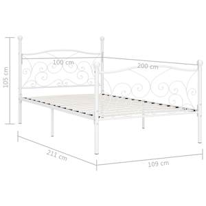 Rám postele s laťkovým roštem bílý kov 100 x 200 cm - obrázek 5