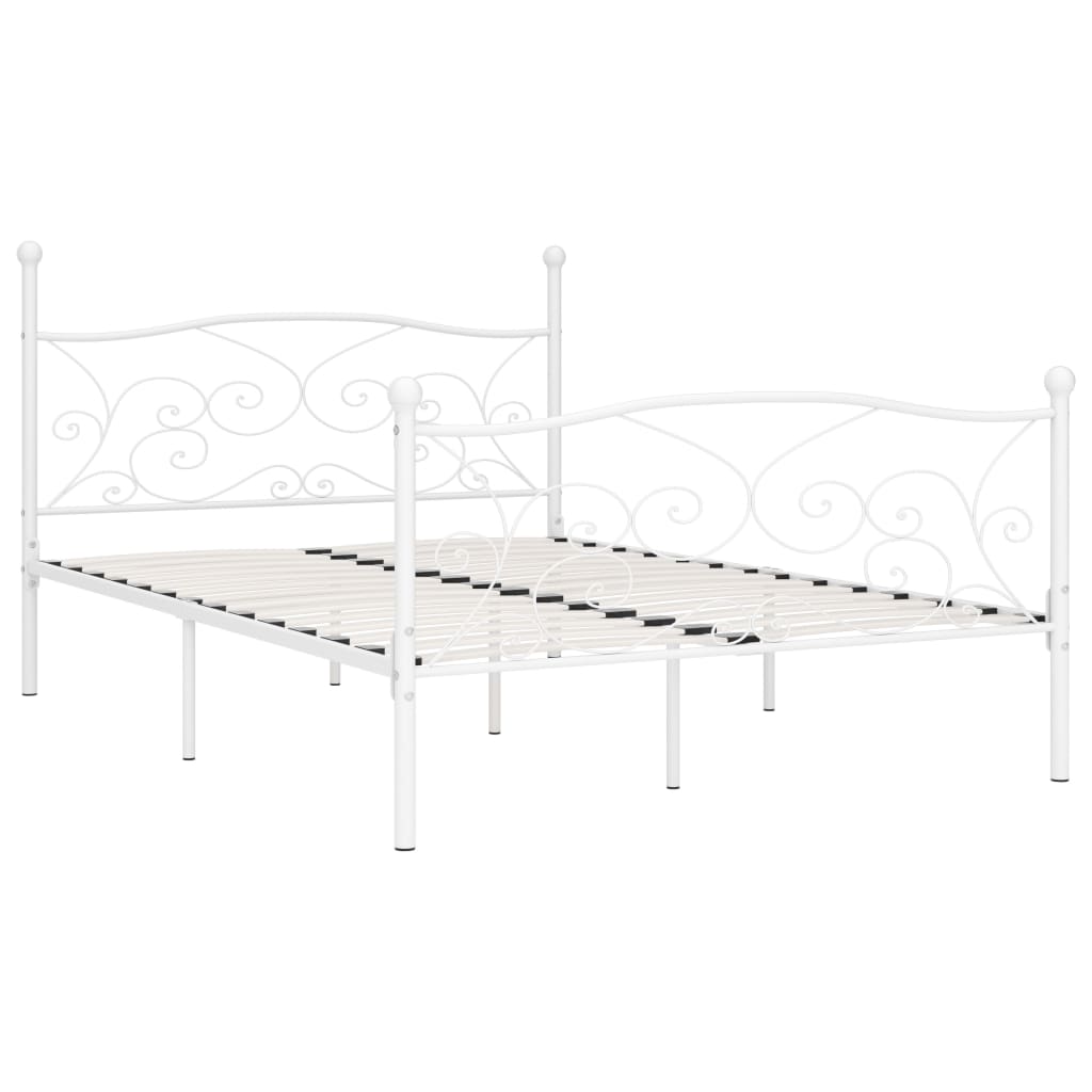 vidaXL Bedframe met lattenbodem metaal wit 160x200 cm afbeelding