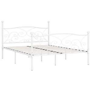 vidaXL Sengeramme med spilebase hvit metall 180x200 cm