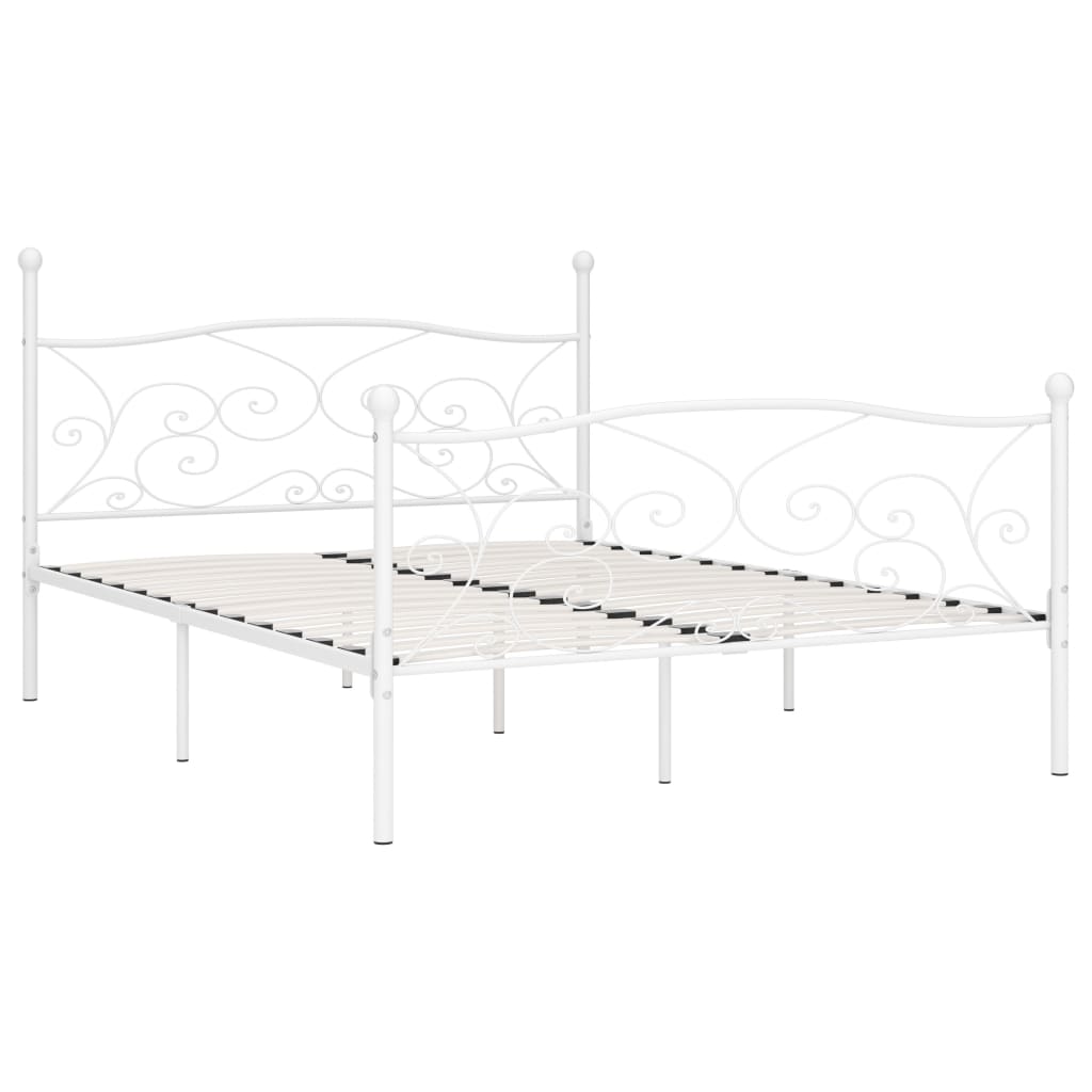 vidaXL Bedframe met lattenbodem metaal wit 200x200 cm afbeelding