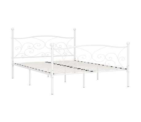 vidaXL Bed Frame without Mattress with Slatted Base White Metal 200x200 cm