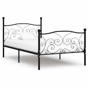 Posteljni okvir z letvenim dnom črn kovinski 90x200 cm
