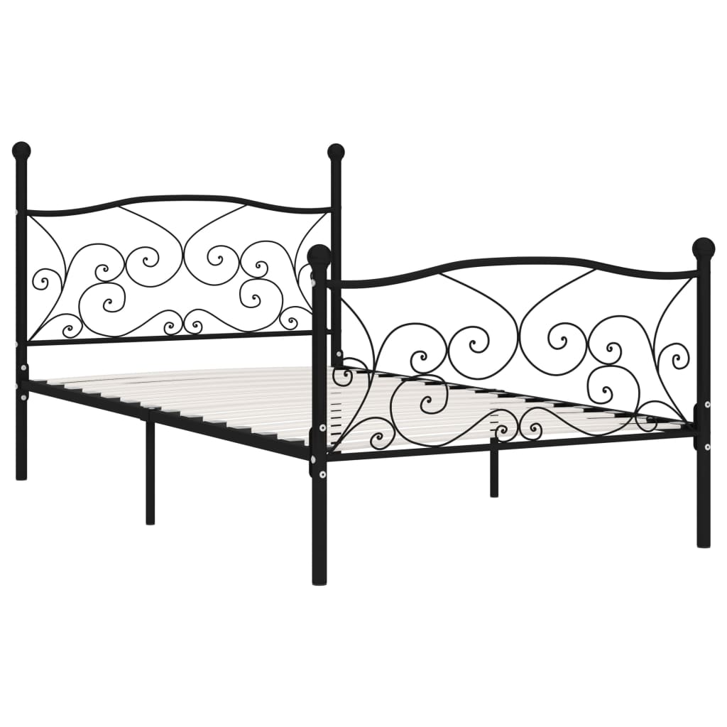 vidaXL Bedframe met lattenbodem metaal zwart 90x200 cm afbeelding