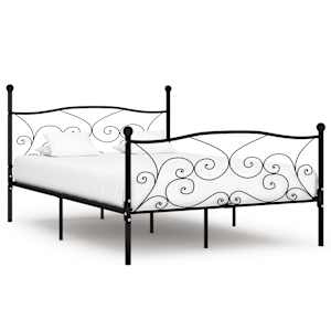 Posteljni okvir z letvenim dnom črn kovinski 120x200 cm