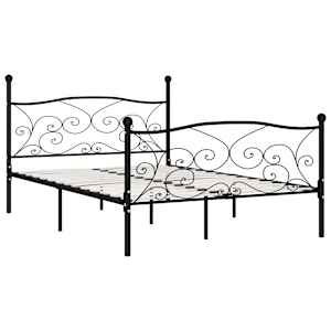 vidaXL Bed Frame without Mattress with Slatted Base Black Metal 120x200 cm