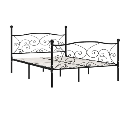 vidaXL Cadru de pat cu bază din șipci, negru, 160 x 200 cm, metal