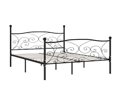 vidaXL Estrutura de cama com estrado de ripas 200x200 cm metal preto