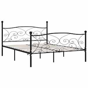 vidaXL Estrutura de cama com estrado de ripas 200x200 cm metal preto