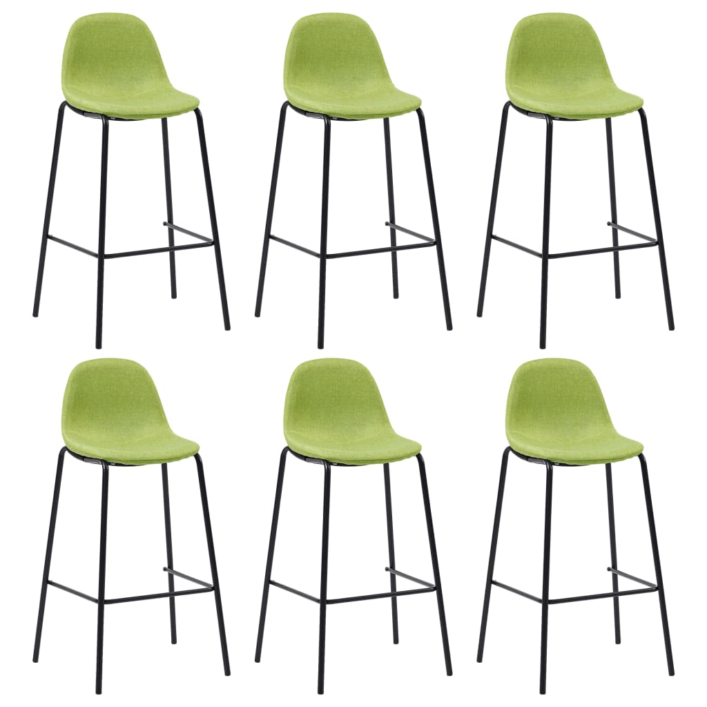 Barové židle 6 ks zelené textil