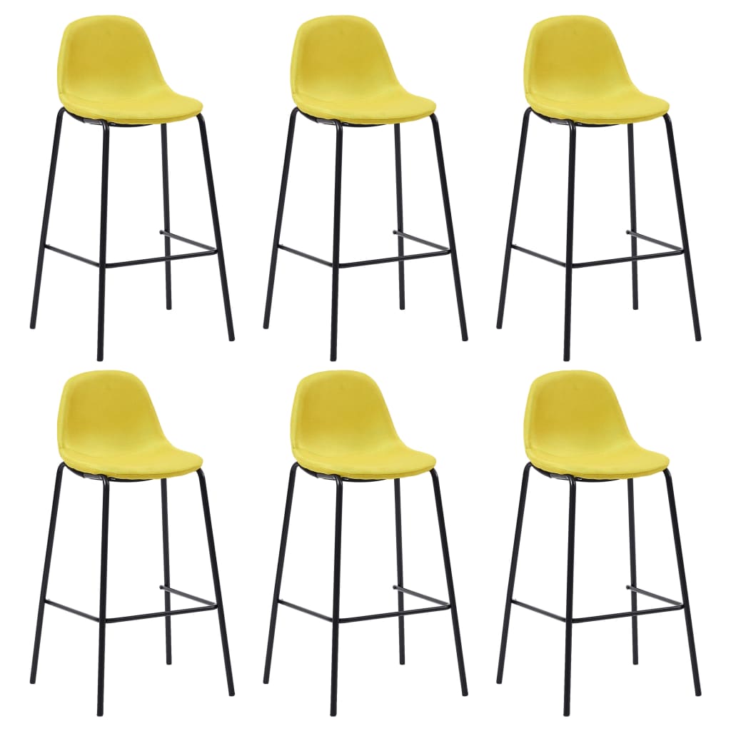 Barové židle 6 ks žluté textil