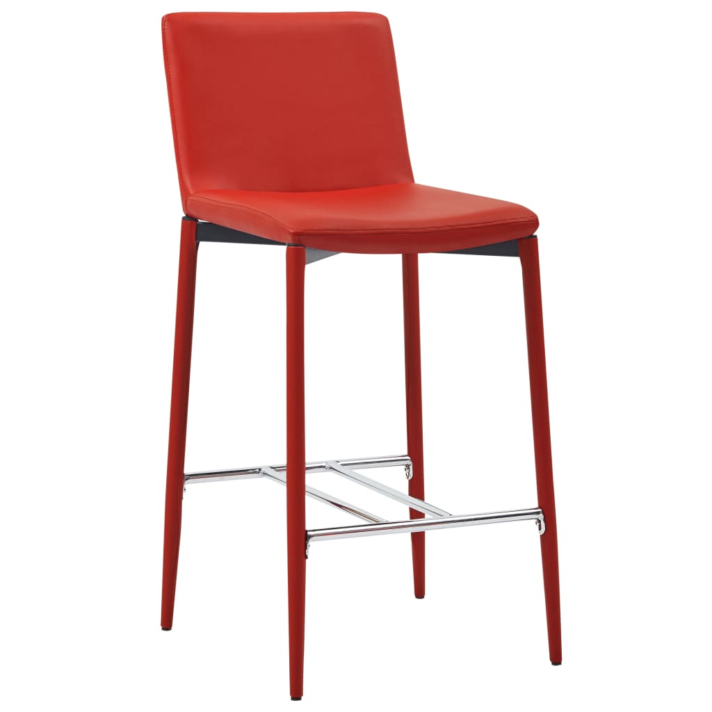 vidaXL Бар столове, 4 бр, червени, изкуствена кожа