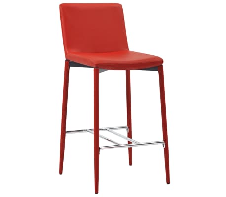 vidaXL Бар столове, 4 бр, червени, изкуствена кожа
