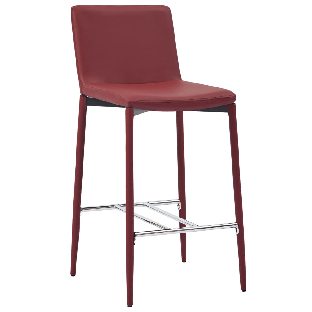 vidaXL Krzesła barowe, 6 szt., kolor czerwonego wina, sztuczna skóra
