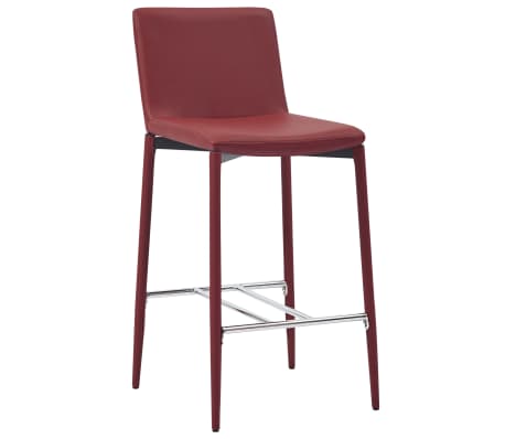 vidaXL Krzesła barowe, 6 szt., kolor czerwonego wina, sztuczna skóra