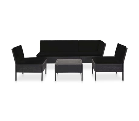 vidaXL Salon de jardin 6 pcs avec coussins r&eacute;sine tress&eacute;e noir