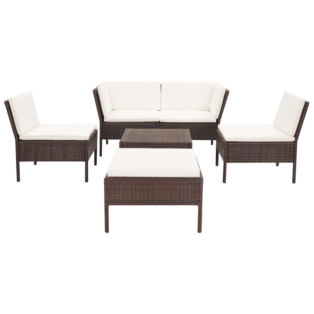 Thumbnail - vidaXL 6-tlg. Garten-Lounge-Set mit Auflagen Poly Rattan Braun