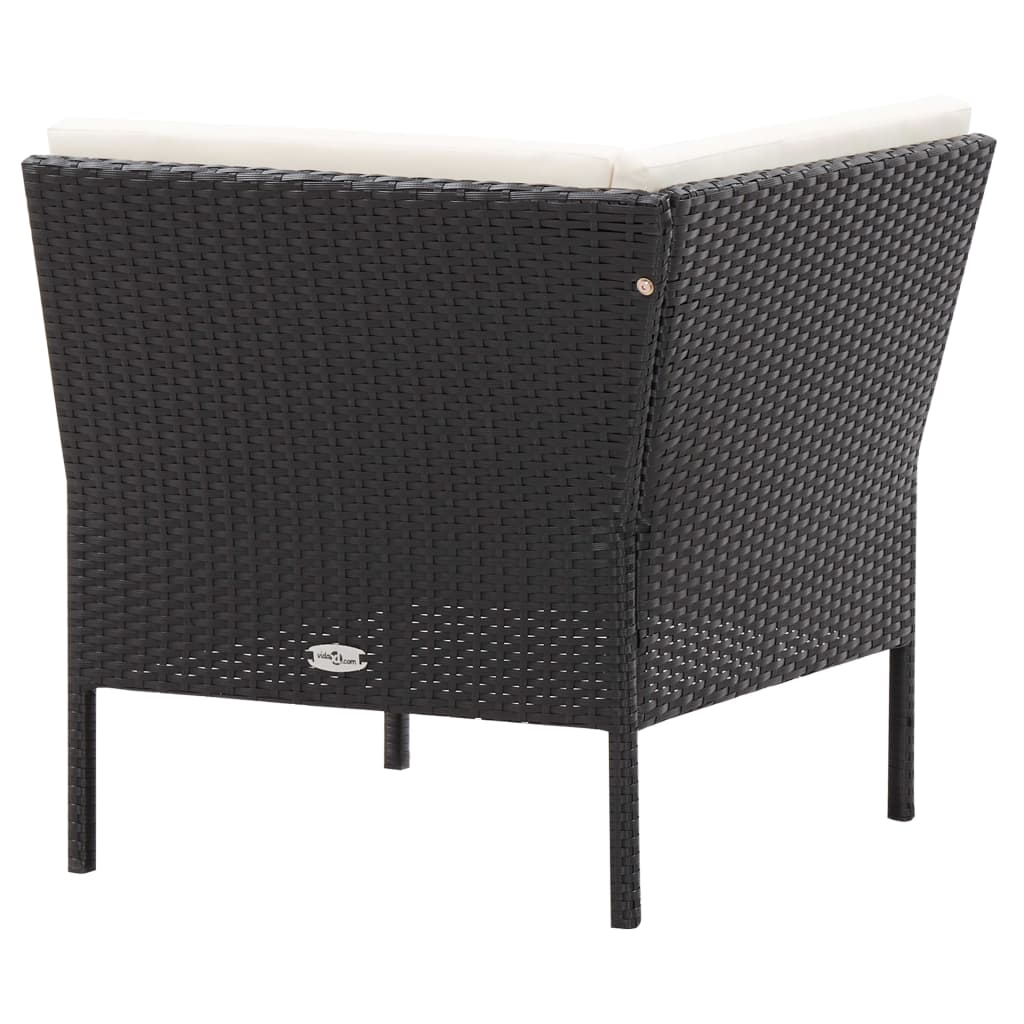 Set mobilier de grădină cu perne, 6 piese, negru, poliratan