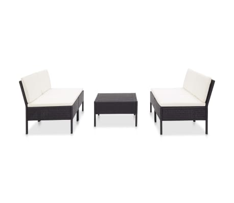 vidaXL Salon de jardin 5 pcs avec coussins r&eacute;sine tress&eacute;e noir