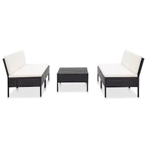 vidaXL Salon de jardin 5 pcs avec coussins r&eacute;sine tress&eacute;e noir