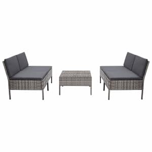 vidaXL 5-osaline aiam&ouml;&ouml;blikomplekt istmepatjadega, pol&uuml;rotang, hall