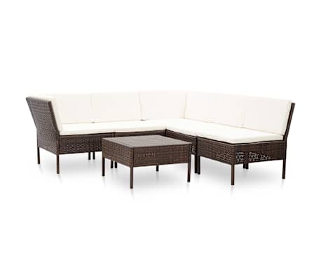 vidaXL Loungegrupp för trädgården med dynor 6 delar konstrotting brun vidaXL Loungegrupp för trädgården med dynor 6 delar konstrotting brun