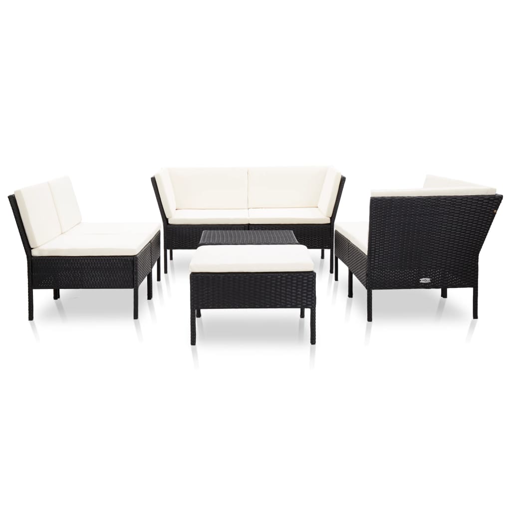 Thumbnail - vidaXL 8-tlg. Garten-Lounge-Set mit Auflagen Poly Rattan Schwarz