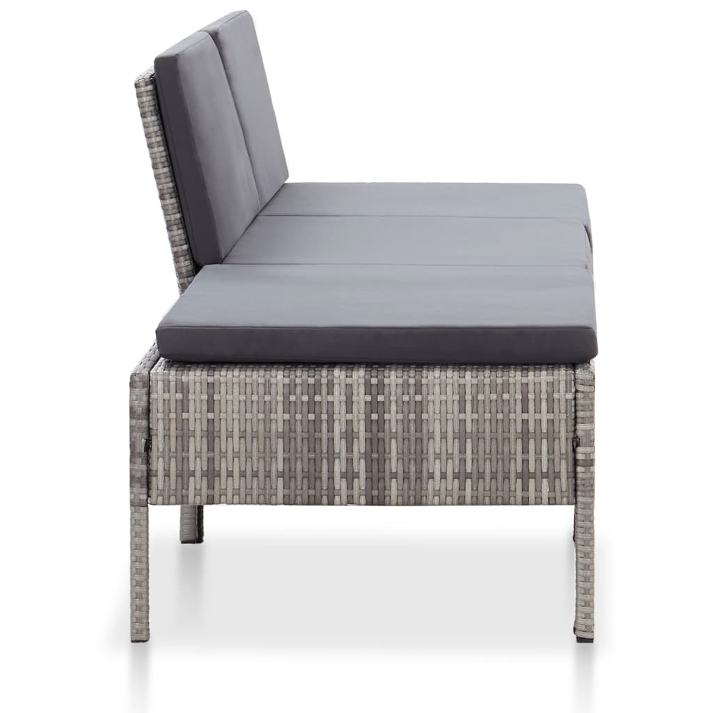 Thumbnail - vidaXL 3-tlg. Garten-Lounge-Set mit Auflagen Poly Rattan Grau