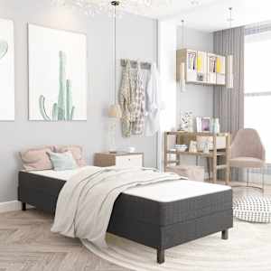 Postel boxspring šedá textil 100 x 200 cm - obrázek 1