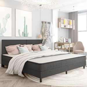 Postel boxspring šedá textil 200 x 200 cm - obrázek 1