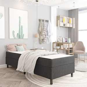 Postel boxspring šedá textil 90 x 200 cm - obrázek 1