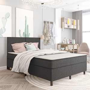 Postel boxspring šedá textil 180 x 200 cm - obrázek 1